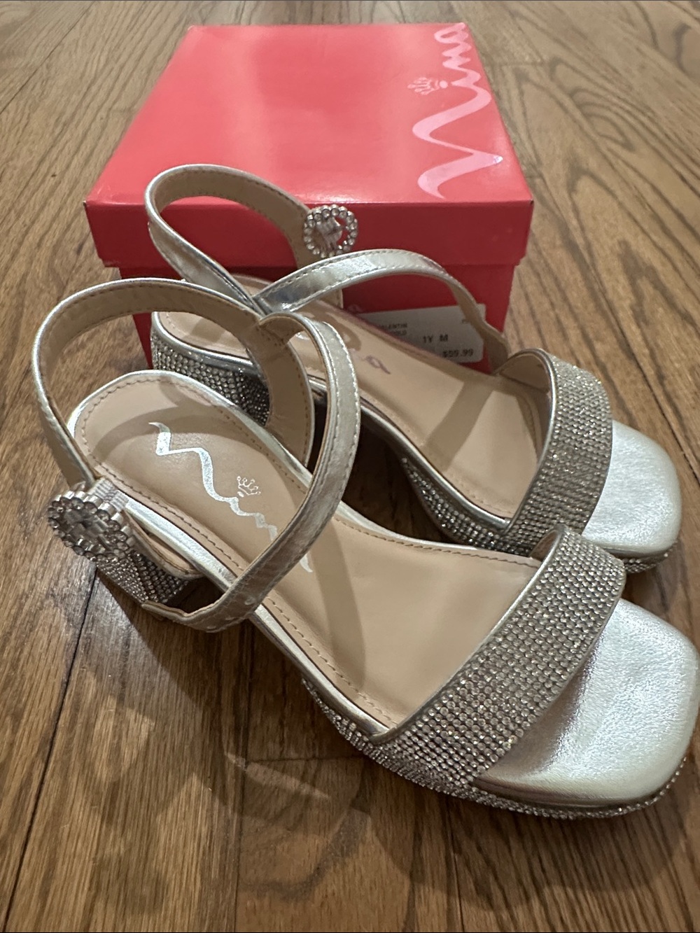 Nina Silver Rhinestone Ankle-Strap Dress Sandals